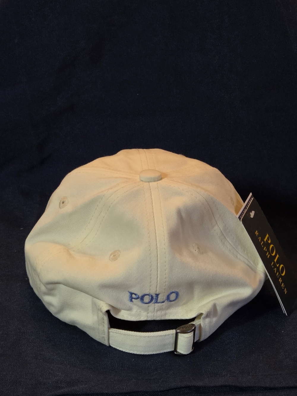 Polo by Ralph Lauren Cream Cap with Blue Pony Embroidery - Picture 4 of 4